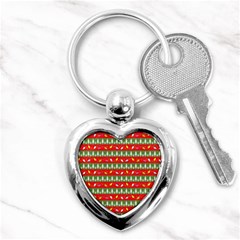 Christmas-papers-red-and-green Key Chain (heart) by Grandong