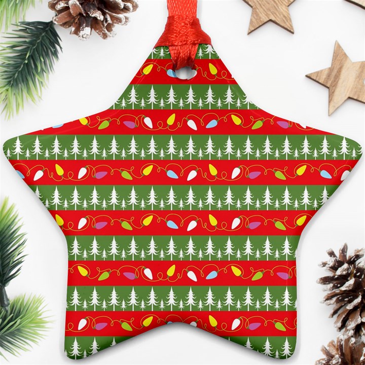 Christmas-papers-red-and-green Star Ornament (Two Sides)