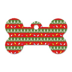 Christmas-papers-red-and-green Dog Tag Bone (one Side) by Grandong