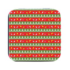 Christmas-papers-red-and-green Square Metal Box (black) by Grandong