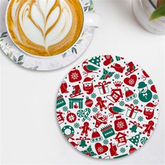 Background Vector Texture Christmas Winter Pattern Seamless Uv Print Round Tile Coaster by Grandong