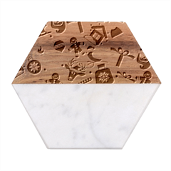 Background Vector Texture Christmas Winter Pattern Seamless Marble Wood Coaster (hexagon)  by Grandong