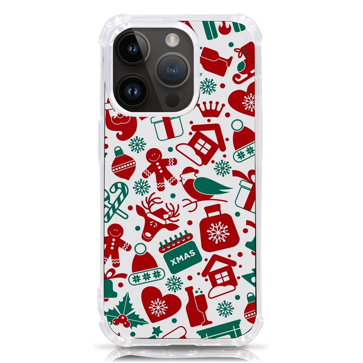 Background Vector Texture Christmas Winter Pattern Seamless iPhone 14 Pro TPU UV Print Case