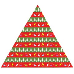 Christmas-papers-red-and-green Wooden Puzzle Triangle by Grandong