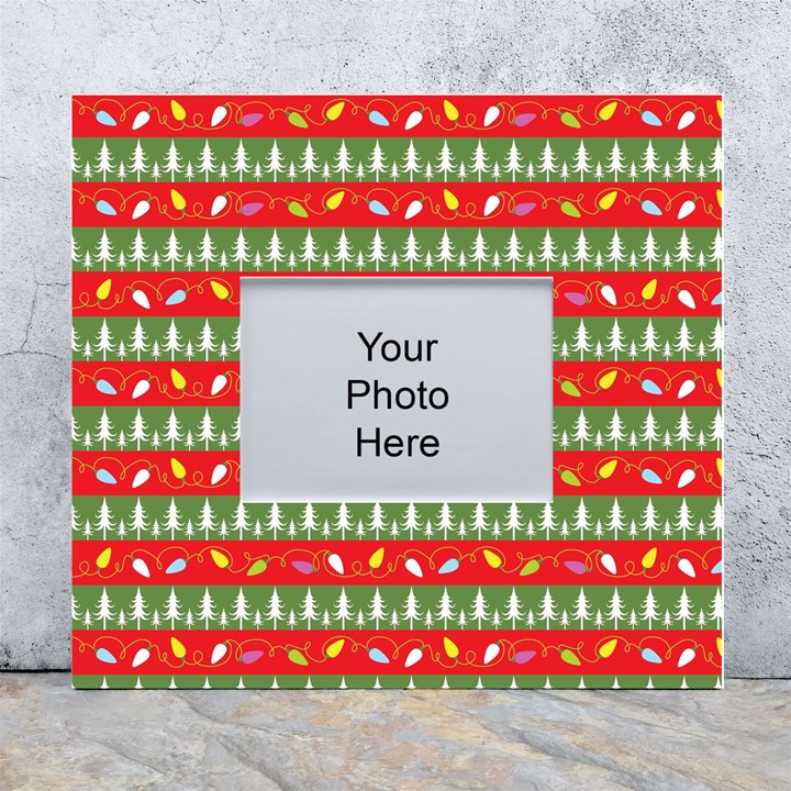 Christmas-papers-red-and-green White Wall Photo Frame 5  x 7 