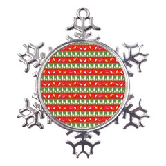 Christmas-papers-red-and-green Metal Large Snowflake Ornament by Grandong