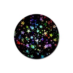 Christmas-star-gloss-lights-light Rubber Coaster (Round)