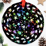 Christmas-star-gloss-lights-light Round Filigree Ornament (Two Sides) Back