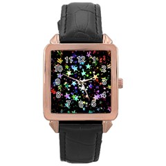 Christmas-star-gloss-lights-light Rose Gold Leather Watch 