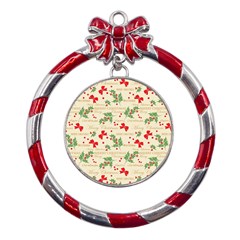 Christmas-paper-scrapbooking-- Metal Red Ribbon Round Ornament by Grandong