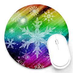 Christmas-snowflake-background Round Mousepad by Grandong