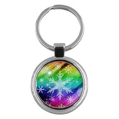 Christmas-snowflake-background Key Chain (round) by Grandong