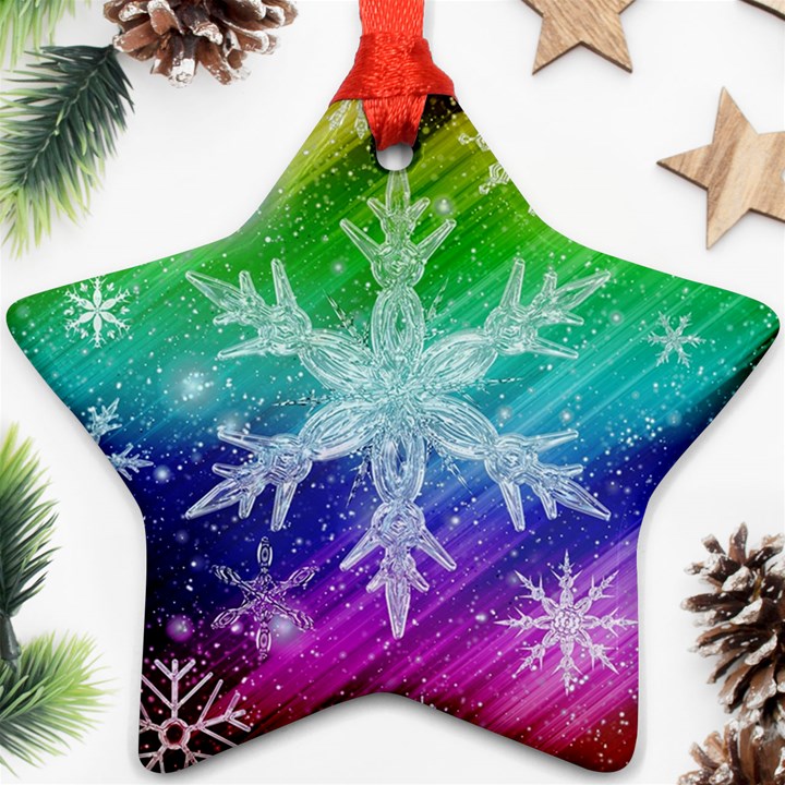 Christmas-snowflake-background Star Ornament (Two Sides)