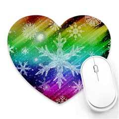 Christmas-snowflake-background Heart Mousepad by Grandong