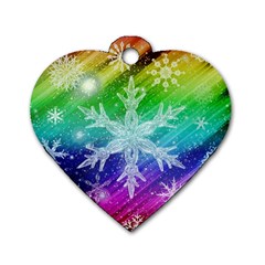 Christmas-snowflake-background Dog Tag Heart (one Side) by Grandong