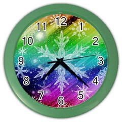 Christmas-snowflake-background Color Wall Clock by Grandong