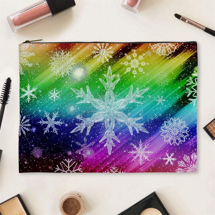 Christmas-snowflake-background Cosmetic Bag (XL)