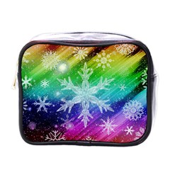 Christmas-snowflake-background Mini Toiletries Bag (one Side) by Grandong