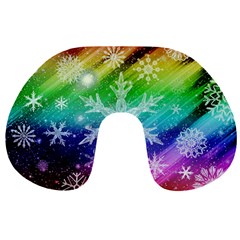 Christmas-snowflake-background Travel Neck Pillow by Grandong