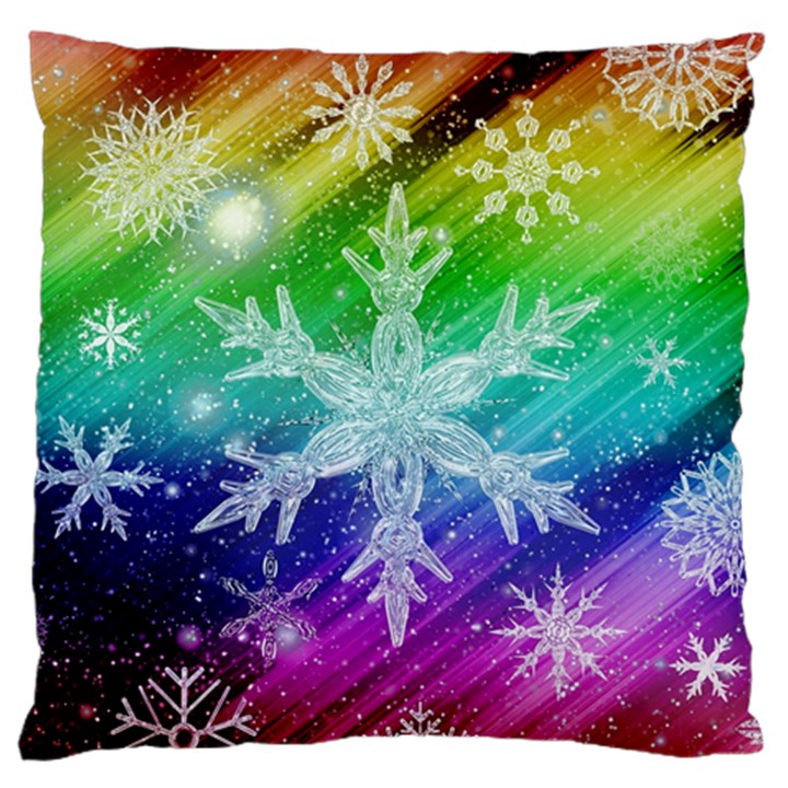 Christmas-snowflake-background Large Premium Plush Fleece Cushion Case (Two Sides)