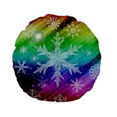 Christmas-snowflake-background Standard 15  Premium Flano Round Cushions by Grandong