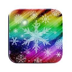 Christmas-snowflake-background Square Metal Box (black)