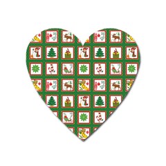 Christmas-paper-christmas-pattern Heart Magnet by Grandong