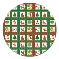 Christmas-paper-christmas-pattern Magnet 5  (round) by Grandong