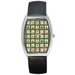 Christmas-paper-christmas-pattern Barrel Style Metal Watch Front