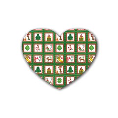 Christmas-paper-christmas-pattern Rubber Heart Coaster (4 Pack) by Grandong