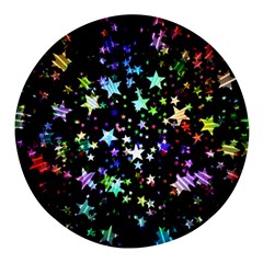 Christmas-star-gloss-lights-light Round Glass Fridge Magnet (4 pack)