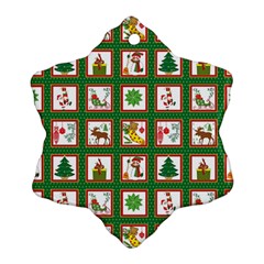 Christmas-paper-christmas-pattern Snowflake Ornament (two Sides) by Grandong