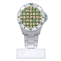 Christmas-paper-christmas-pattern Plastic Nurses Watch by Grandong