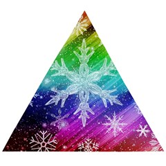 Christmas-snowflake-background Wooden Puzzle Triangle by Grandong