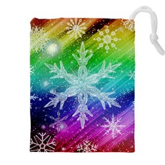 Christmas-snowflake-background Drawstring Pouch (4xl) by Grandong