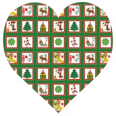 Christmas-paper-christmas-pattern Wooden Puzzle Heart by Grandong