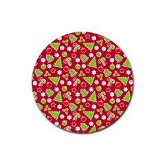 Christmas-paper-scrapbooking-pattern Rubber Round Coaster (4 Pack) by Grandong