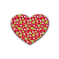 Christmas-paper-scrapbooking-pattern Rubber Heart Coaster (4 Pack) by Grandong