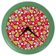 Christmas-paper-scrapbooking-pattern Color Wall Clock by Grandong