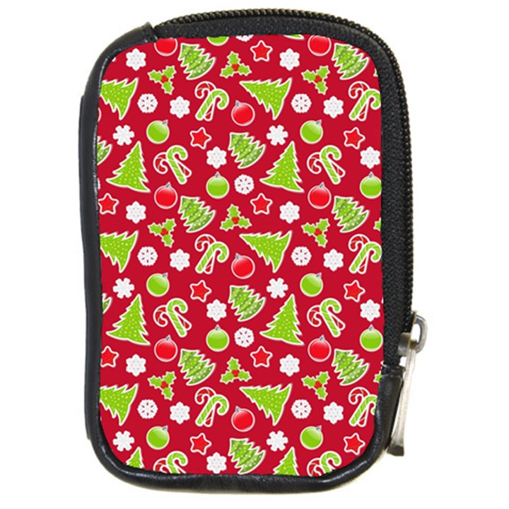 Christmas-paper-scrapbooking-pattern Compact Camera Leather Case