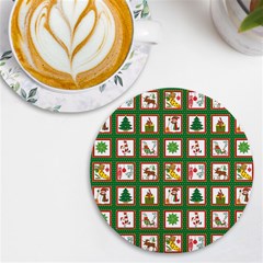 Christmas-paper-christmas-pattern Uv Print Round Tile Coaster by Grandong