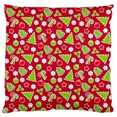 Christmas-paper-scrapbooking-pattern Large Premium Plush Fleece Cushion Case (one Side) by Grandong