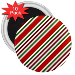 Christmas-color-stripes 3  Magnets (10 Pack)  by Grandong