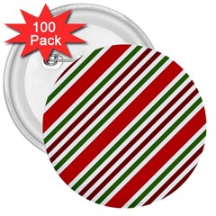 Christmas-color-stripes 3  Buttons (100 Pack)  by Grandong