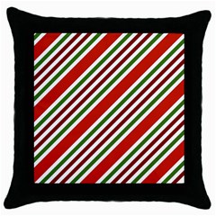 Christmas-color-stripes Throw Pillow Case (black) by Grandong