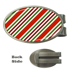 Christmas-color-stripes Money Clips (oval)  by Grandong