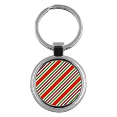 Christmas-color-stripes Key Chain (round) by Grandong