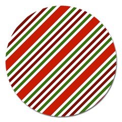 Christmas-color-stripes Magnet 5  (round) by Grandong