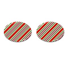 Christmas-color-stripes Cufflinks (oval) by Grandong