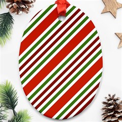 Christmas-color-stripes Oval Ornament (two Sides) by Grandong